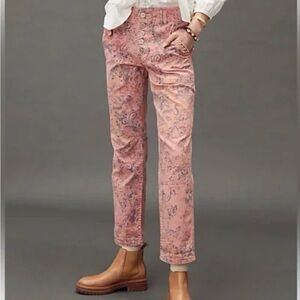 Anthropologie Pink Floral “the wanderer” Jeans